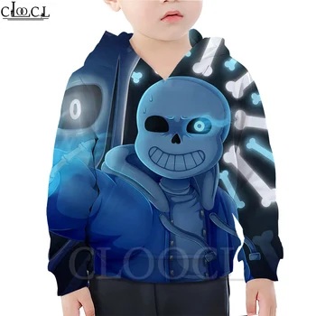 CLOOCL Bērnu Spēle Undertale pelēkā vārna Zēns Meitene 3D Print Creative Apģērbu ar garām Piedurknēm Krekls Gadījuma Nerātns Bērnu Bērni Topi