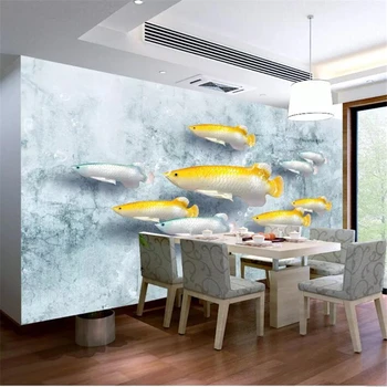Wellyu Custom tapetes papel de parede Jaunu Ķīniešu 3D-trīsdimensiju reljefa zivju deviņas zivju sienu apdare, krāsošana