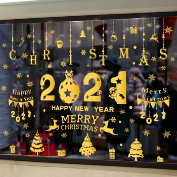 Ziemassvētku Rotājumi Elektrostatisko Uzlīmes, Stikla Durvis Vitrīna Shopping Mall Veikalā Skatuves Izkārtojums Radošo Brīvdienu Piederumi