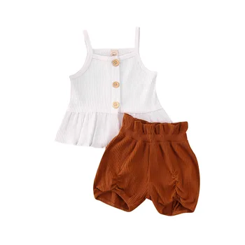 2020 Bērniem, Baby Girl vasaras Apģērbs bez Piedurknēm Trikotāžas Veste Topi, Kleitas Ziedu Šorti Bikses sweet girl Ziedu Apģērbs Bērniem Apģērbs