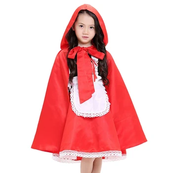 108-145cm Bērniem Little Red Riding Hood Cosplay Karnevāls Kid Bērnu Puses Tērpu Halloween Lomu Spēlē Kleita+Apmetnis Meitene Unifo