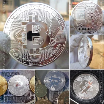 1 x Sudraba Pārklājumu Bitcoin Monētas Kolekcionējamus BTC Monētu Mākslas Kolekcija Dāvanu Fizisko Monētas,bezmaksas piegāde