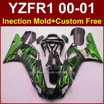 Zaļās liesmas motociklu virsbūvi par YAMAHA YZFR1 2000 2001 pārsegi YZF R1 YZF1000 aptecētājs komplekts YZF 1000 00 01 pēcpārdošanas+7gifts