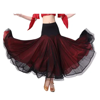 Balles Deju svārki Ziedu Gara volāns izplatīt Hem elegants Mūsdienu deju Maxi svārki Sievietēm latīņu Tango, Flamenko Tērpi
