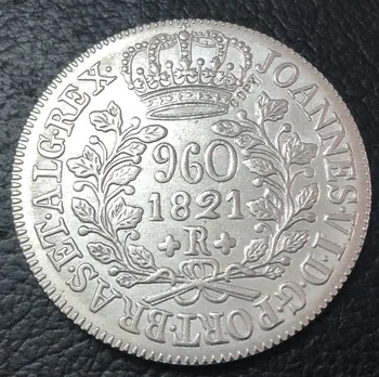 1821-R Brazīlija 960 Reis - Joao VI Sudraba Pārklājumu Kopēt Monētas 40mm