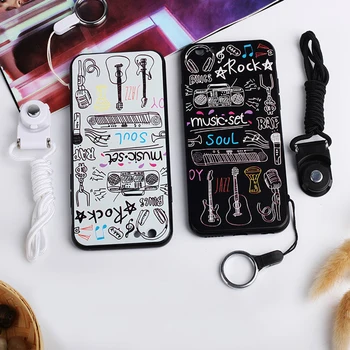 Kawaii mūzikas grafiti Tālrunis Lietā Par iPhone vāciņu X modes ģitāra krāsošana silikona gadījumā, coque iPhone 8 Plus 7, plus Fundas