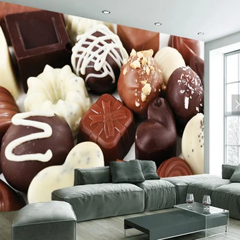 Pasūtījuma mūsdienu sienu pārklājumi,Šokolāde,3D foto murals par dzīvojamā istaba, restorāns, deserts fona ūdensnecaurlaidīga Auduma