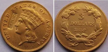 $ 3 zelta monētas 1858 kopēt monētas