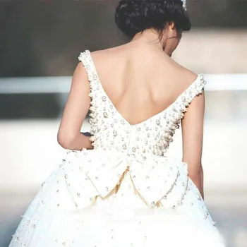 Luxury Princess Kāzu Kleitas Balts Ziloņkaula Tilla Kāzu Kleitas 2019 ar Pērlēm Līgavas Kleita Laulības Klientu Izgatavots Izmēra