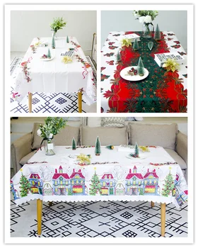 Ziemassvētku galdautu Vakariņas Puse Jauno Gadu Taisnstūra, Balta Mežģīņu Galdauts Ziemassvētki Galda Segums home hotel galda dekorēšana