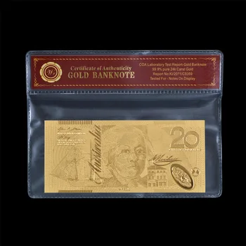 WR Ne-valūtas Prop Naudu Jauna Austrālijas 20 Dolāru Zelta Folija Banknotes ar Rāmi Viltotas Naudas Rēķinus AUD Banknošu Dzimšanas dienas Dāvana