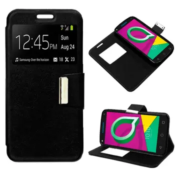 Cool®-Alcatel U5 3G / U5 3G Plus Flip Cover gadījumā melnas krāsas-stāvēt logu Segtu grāmatu