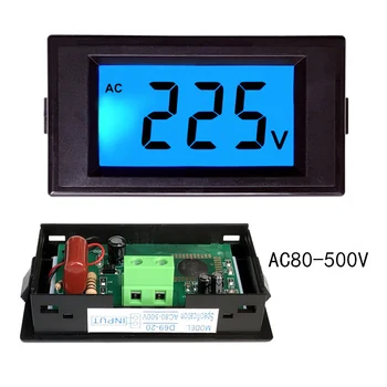 AC 80-500V LCD Ciparu Voltmetrs 1 gab Sprieguma Mērītājs Volt Instrumenta, Instrumentu, 2 Vadi Apgaismojums Displeja 110V zilā vel zaļo gaismu