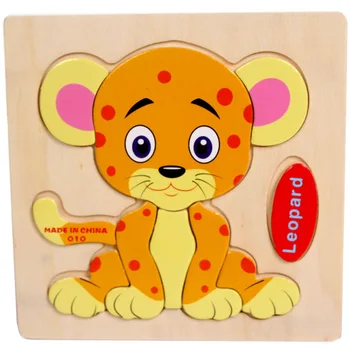 Augstas Kvalitātes Koka Leopard Puzzle Izglītības Attīstības Baby Kids Mācību Rotaļlietu Aug24