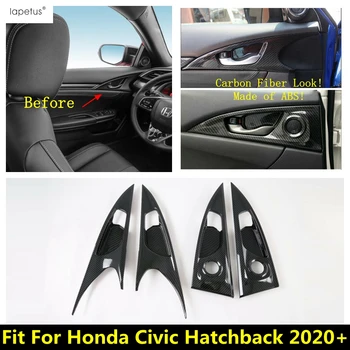 Oglekļa Šķiedras Izskatās Interjeru Honda Civic Hečbeks 2020 2021 Automašīnas Iekšējie Durvju Doorknob Velciet Rokturi Puses-pieķeršanos Bļodas Vāku Apdare