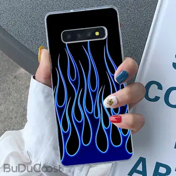 Zila purpura liesmas gara uguns Telefonu Gadījumā Samsung Galaxy S10 Plus S10E S6edge S7edge S8 S9 Plus S10lite S20 Plus Ultra