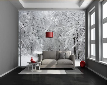 Beibehang Custom tapetes balta sniega mežā fresco dīvāns-gulta, TV fona sienas dzīvojamā istabā, guļamistabā, fona sienas 3d tapetes