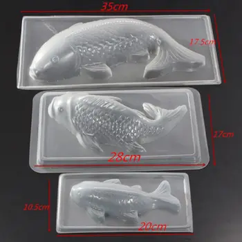 Modes 3D Koi Zivju Formas Plastmasas Kūka Šokolādes Želejas Cukura amatniecības Pelējuma rokas Lējuma Veidnes Kūka Dekorēšanas Veidnes Cepšanas Rīki