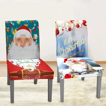 Ziemassvētku Stilā Ēdamistabas Krēsls Segtu Mājas Elastīgs Krēslu Spilvendrāna Gabals Aptver Viesnīca Restorāns Viesnīca Galda, Krēsla Pārsegs