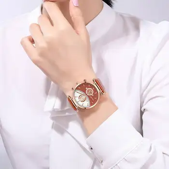 Modes Ādas Skatīties uz Sieviešu Kleita Apaļa Analogā Kvarca rokas Pulkstenis Dāmas Ikdienas Biznesa Skatīties Pulksteni Horlog Dames