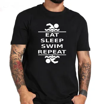 Ēst, Gulēt, Peldēt, Atkārtot Vīriešu T-Krekls 2019 modes Zīmola kokvilnas Iespiests Apaļš Kakla īsām piedurknēm o-veida kakla T-krekli