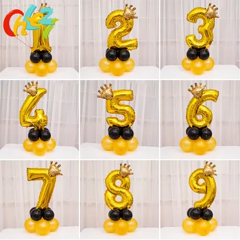 10PCS Zelta Skaits Baloni 1. Dzimšanas dienas svinības Apdare Bērniem, Zēns, Meitene Puse Ballon Numuru Happy Birthday Balonu bērnu duša