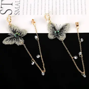 Crystal Butterfly Piliens Auskari Sieviešu korejiešu Stila Elegants Ilgi 925 Sudraba Adatu Vintage Paziņojumu Ilgi Pušķis Rotaslietas, Dāvanas
