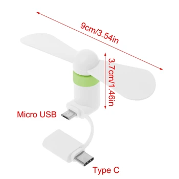2in1 C Tips Micro USB, Mini Ventilators Dzesētāja Samsung Xiaomi Huawei HTC Mobilo Telefonu