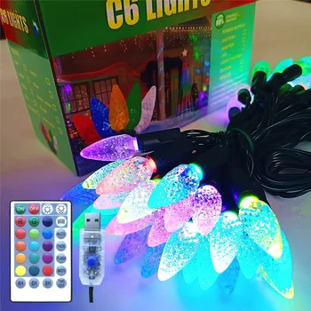 Ziemassvētku dekors led gaismas joslas guļamistaba vainags usb zemeņu 16 krāsas RGB ar flash IP65 āra Apgaismojums