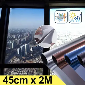 45cmX2M elektrostatisko non-līme stikla uzlīmes, iekštelpu Windows saules un siltuma izolācijas plēves saules plēves celtniecības