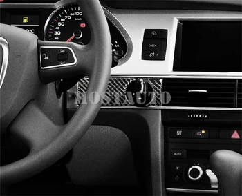 Audi A6 S6 Oglekļa Šķiedras Centra Konsole Atslēgas Caurumu Rāmja Vāks Apdare no 2005. līdz 2011. gadam 2gab Auto Piederumi Auto Interjera Dekori Automašīnu Apdare