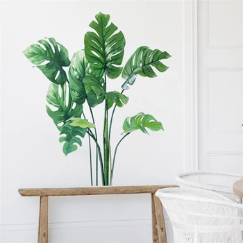 Jaunu tropu zaļo augu sienas uzlīmes, modernās mākslas gleznojumi, sienu apdares, videi draudzīgu noņemams PVC uzlīmes