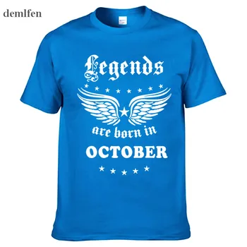 Vīriešu Modes T-krekls Leģendas Ir Dzimis oktobrī Smieklīgi Dzimšanas dienas Dāvanu T Krekls Vīriešu Kokvilnas O - veida Kakla T Krekls Topi, t-veida