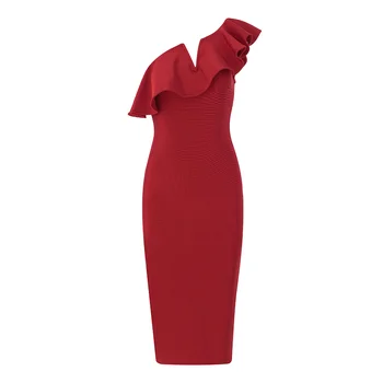 Lyer 2019 New augstas kvalitātes šiks sarkano kleitu elegants sexy drāzties malas bez piedurknēm ceļa augstākā līmeņa slavenība puse kleita pārsējs kleita