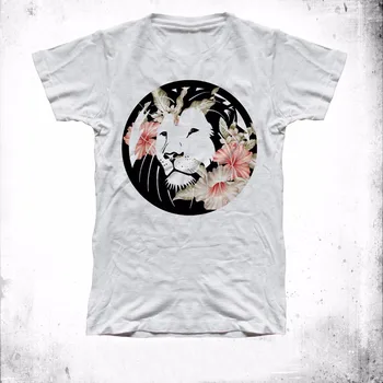 Jaunu Zīmolu Apģērbu O Apkakli, Īsām Piedurknēm Zēnu Kokvilnas Vīriešu Smieklīgi Cool T-Krekls Vīriešiem Lauva Ziedu Vintage Print T Krekls Bezmaksas dizains