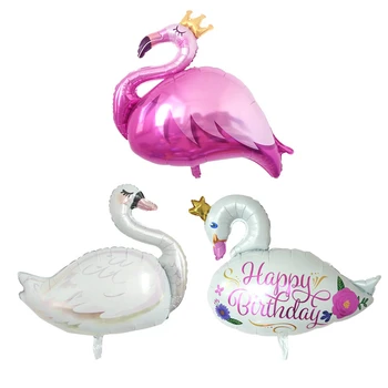 Kronis Flamingo Folijas gaisa Balons, Balts Gulbis Balons, Dzimšanas dienas, Kāzas Havaju Partijas Apdare Hēlija Piepūšamās Bumbas bērniem, Rotaļlietas, Dāvanas