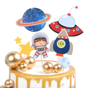 NLO Saules Sistēmas Ārējā Kosmosa Happy Birthday Puse Rotājumi Zēns Dzimšanas dienas svinības Kūka Topper Gadījumā Puse Dekori Piederumi