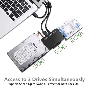 AIXXCO SATA uz USB, IDE Adapteri USB 3.0 Sata 2.5 3.5 Cietā Diska HDD, SSD, USB Converter IDE SATA USB Adaptera Kabelis SATA