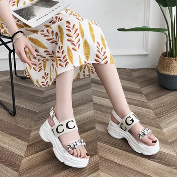 2019. gada Vasaras Jaunā Modes Kurpes Sieviešu Atvērtā toed Atpūtas Ērtas Sandales Platformas Kurpes Āra Āra Darbu Kurpes Size35-39