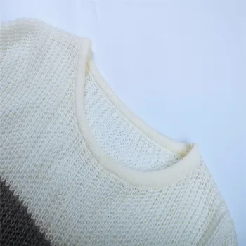 Dāmas Modes Apaļu Kakla garām Piedurknēm Krāsas Bloka Džemperi Adīt Džemperis Zaudēt apkalpes kakla džemperis pull col roulé femme Q1