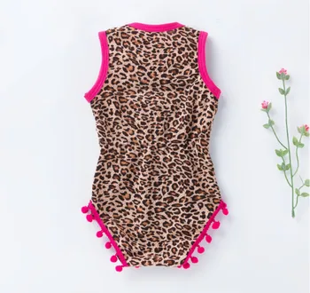 Karstā Pārdošanas Baby Girl Zīdaiņu 2gab Apģērbu Komplekti Princese Leopard Kombinezonus Jumpsuit un Galvas Mazulis Puse, Dzimšanas dienas Tērpu Vestido