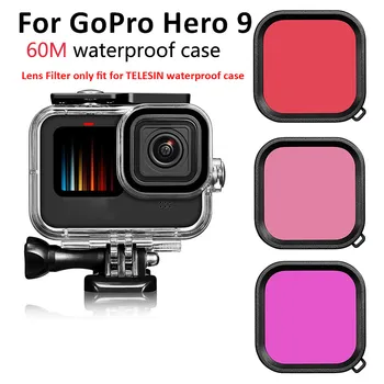 60M Ūdensizturīgs Gadījumā GoPro Hero 9 Action Camera Zemūdens Niršanas Korpusa Vāka Objektīva Filtru GoPro Hero 9 Black 4K Kamera