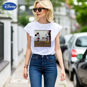 Disney Minnie Mouse Salds Mīļotājiem Ģimene T Krekls Balts Ar Īsām Piedurknēm O-Veida Kakla T-Krekls Ir 2021. Lielajam Unisex Drēbes Ropa Tumblr Mujer