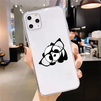 Lucu Kartun Panda Pesawat Ruang Angkasa Ponsel Telefonu Gadījumā Pārredzama iPhone 6 7 8 11 12 s mini pro X XS XR MAX Plus