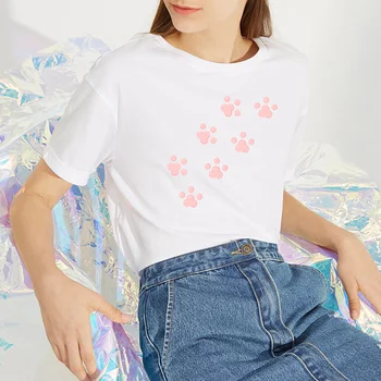 Kaķis Sieviete, T-kreklu Jaunas Smieklīgi Kawaii Ulzzang T Krekls korejiešu Stilā Sieviete Gothic Grafiskais Gadījuma Top T-krekls Estētisko Sieviete Salds