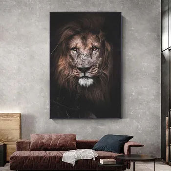Liela Izmēra Āfrikas Lauvu Audekla, Gleznas pie Sienas, Mākslas Plakāti un Izdrukas Mūsdienu Lion Head Dzīvniekiem, Attēli, Mājas Apdare