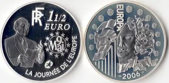 Francijas 1 1/2 Eiro Attīrīta Sudraba Monētas Eiropā Jaunu Oriģinālu Monētu Unc Piemiņas Izdevums Reāla Reti, Es ar Oriģinālajā Kastē