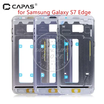 Vidū Faceplate Rāmis Samsung Galaxy S7/ S7 Mala Vienu Karti, Vidū Plāksne LCD balsta Rāmis Bezel Mājokļu Remonta Daļas