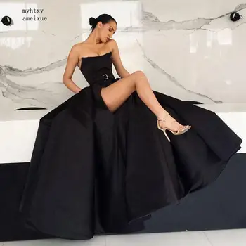 Melns Seksīga Balles Kleitu 2020. Gadam Elegants Abendkleider Sexy Augstu Šķēlumu Bordo Dubai Oficiāli Vakarā Iet Lēti Prom Kleitas Plus Lieluma