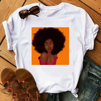 Vasarā Karstā Pārdošanas Sieviešu T-krekls Melanīna Āfrikas Melnās Meitenes Grafiskais Izdrukāt Tshirts Sieviešu Modes Gadījuma Īsām Piedurknēm Topi Tee